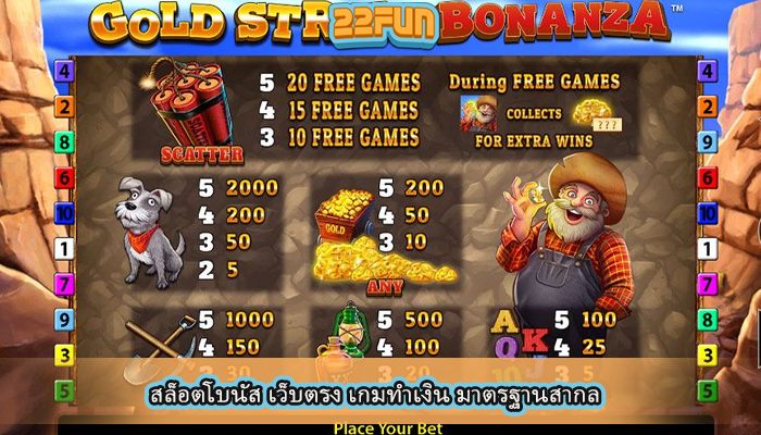 สล็อตโบนัส เว็บตรง เกมทำเงิน มาตรฐานสากล